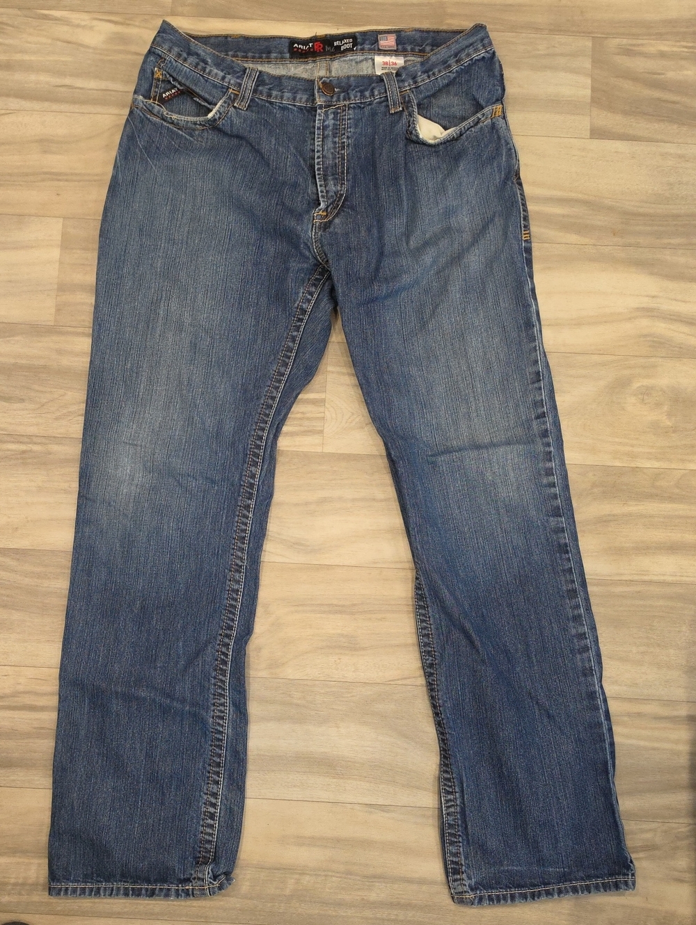 Ariat Men's 38/36 Blue Denim Jeans - Relaxed Boot Cut